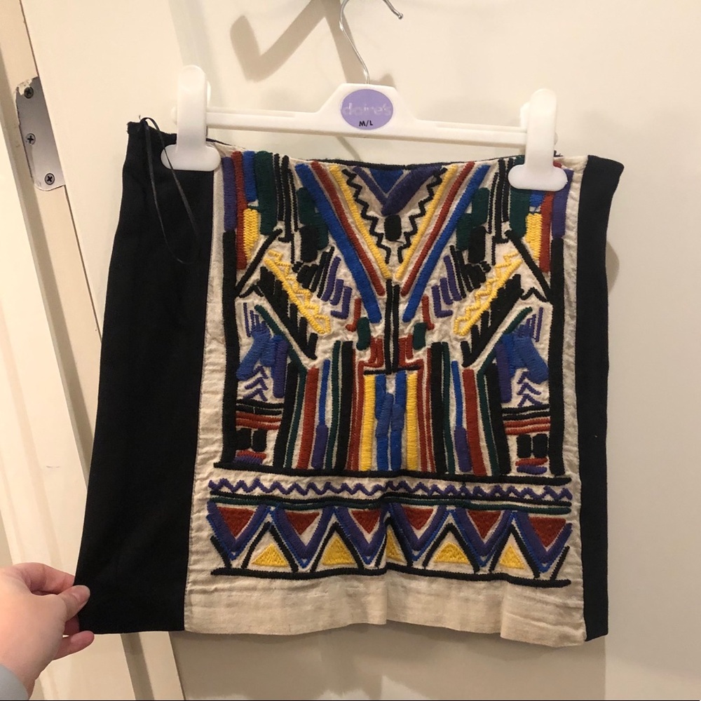 Zara Colorful Embroidered Skirt